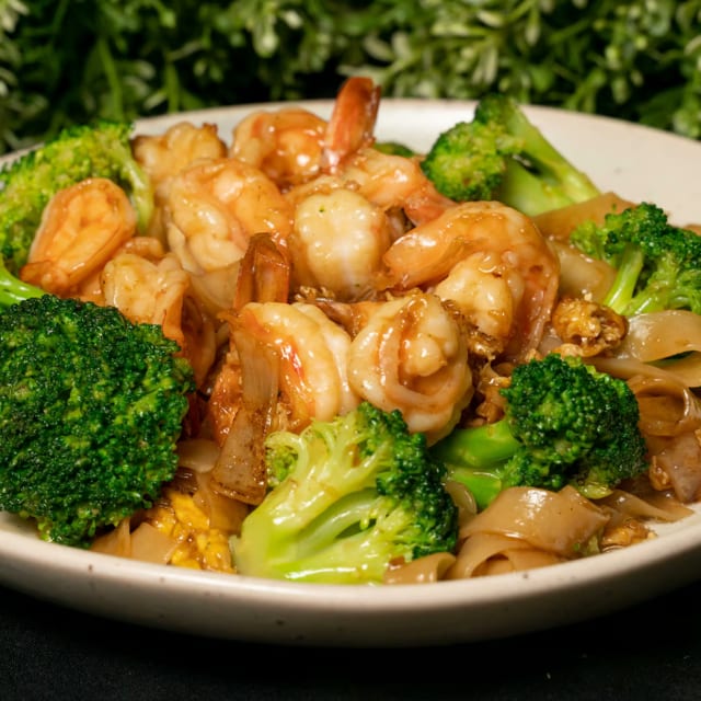 Shrimp Pad See Ew Noodles.